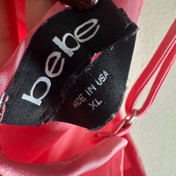 Vintage Bebe Pink Satin Slip Dress | Y2K 90s Cowl Neck | Made in USA | Size XL - Picture 3 of 7